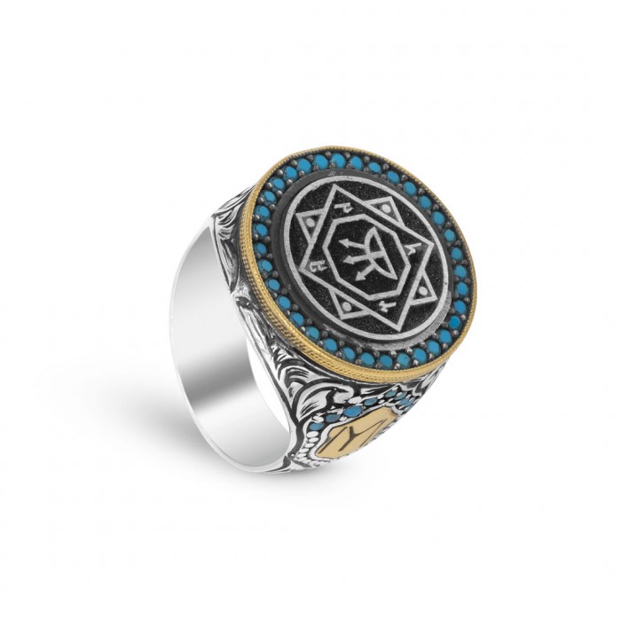 Embrace History with the Ottoman Caliphate Ring Featuring Turquoise Stones