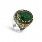 Turkish Ottoman Silver Ring with Green Zirconia Stones: A Blend of Tradition and Elegance