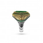 Turkish Ottoman Silver Ring with Green Zirconia Stones: A Blend of Tradition and Elegance