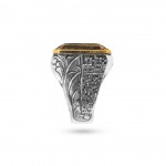 Exquisite Silver Ring with Intricate Engravings and Zircon Stone Accents