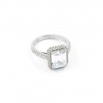 Women's Sterling Silver Wedding Ring Studded with White Zircon Stones