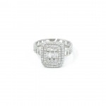 Women's 925 Silver Rhodium-Plated Ring Studded with Zircon Stone in an Elegant Chain Design