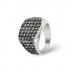 Turkish Men's Ring, Handmade 925 Sterling Silver Ring with Attractive Mesh Design