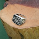 Turkish Men's Ring, Handmade 925 Sterling Silver Ring with Attractive Mesh Design