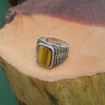 925 Sterling Silver Ring for Men - Brown Tiger's Eye Stone, Distinctive Design, Wonderful Engravings