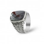 925 Pure Sterling Silver Yemeni Agate Men's Ring - Handmade Luxury from Turkey