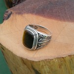 925 Sterling Silver Men's Ring with Tiger's Eye Stone - Elegant Square Design