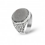 Luxury Men's 925 Sterling Silver Turkish Ring with Exquisite Silver Mesh Design