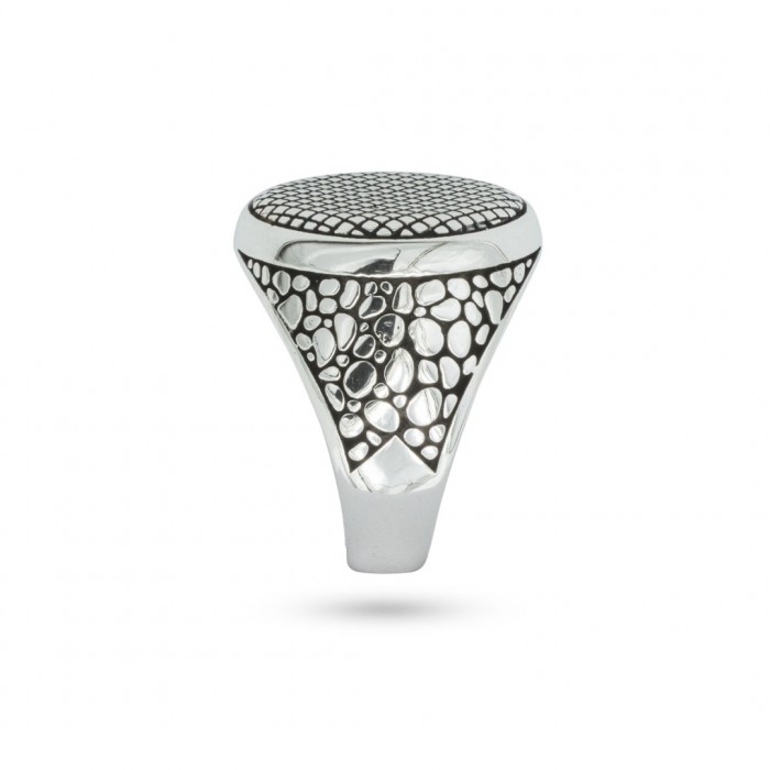 Luxury Men's 925 Sterling Silver Turkish Ring with Exquisite Silver Mesh Design