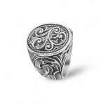 Luxury Turkish Men's Ring - 925 Sterling Silver Floral Motif Design, Perfect Gift for All Occasions