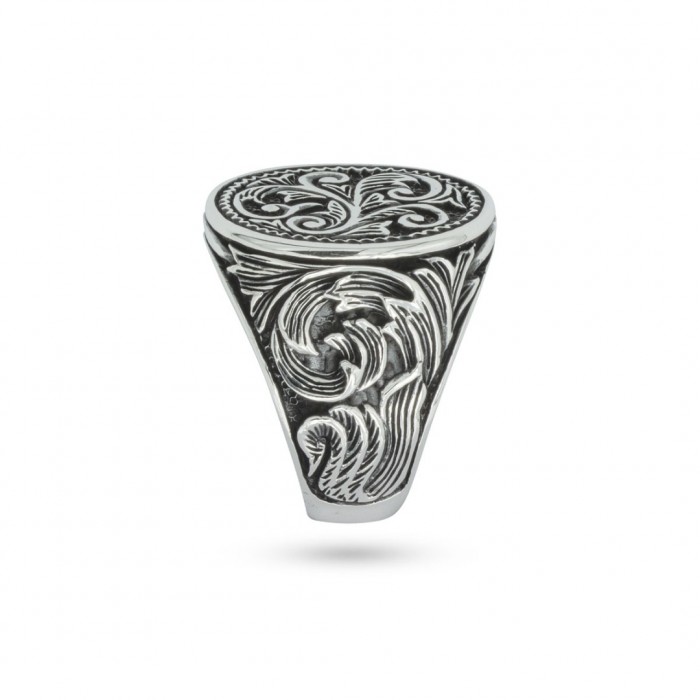 Luxury Turkish Men's Ring - 925 Sterling Silver Floral Motif Design, Perfect Gift for All Occasions