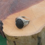 925 Silver Sterling Ring For Men. Adorned with zircon stones in a sparkling mesh design