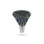 Handcrafted Men's Ring: Sterling Silver with Blue Zircon Stones