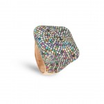 Square Model Colorful Zircon Stone 925 Sterling Silver Ring for Women	