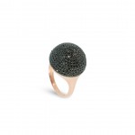 Sphere Model Black Zircon Stone 925 Sterling Silver Women's Ring	