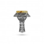 Men's Ring with Natural Agate Stone in 925 Sterling Silver with Ottoman Castle Look