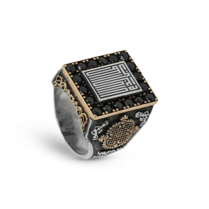 Master Series - Handcrafted Black Zircon Stone Square Cut Sterling Silver Men's Ring