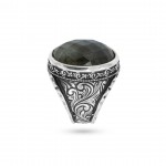 925 Sterling Silver Black Yemeni Agate Ring - Antique Design for Men